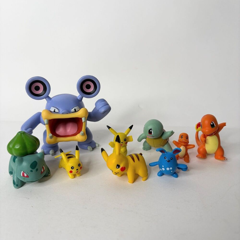 Pokemon Figure Lot of 9 Loudred Bulbasaur Pikachu Squirtle Azumarill Charmander